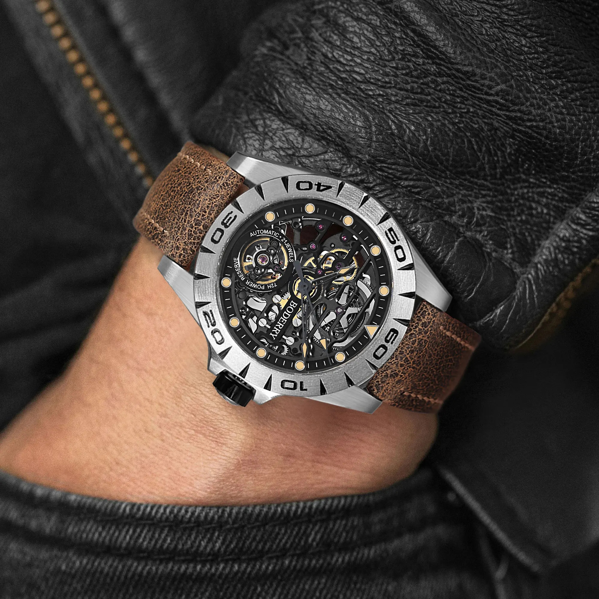 Boderry Titanium Skeleton Automatic Watch