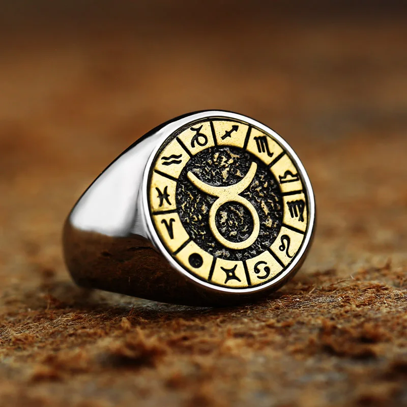 Zodiac Sign Rings 316L Stainless Steel 12 Constellations