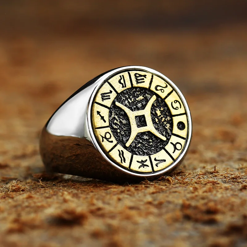 Zodiac Sign Rings 316L Stainless Steel 12 Constellations