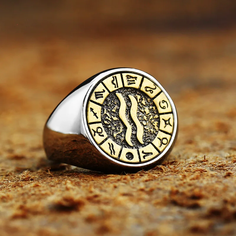 Zodiac Sign Rings 316L Stainless Steel 12 Constellations