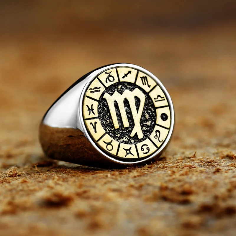 Zodiac Sign Rings 316L Stainless Steel 12 Constellations