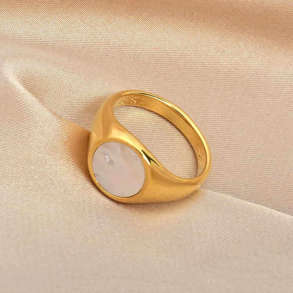 Stainless Steel Jewelry White Seashell Ring