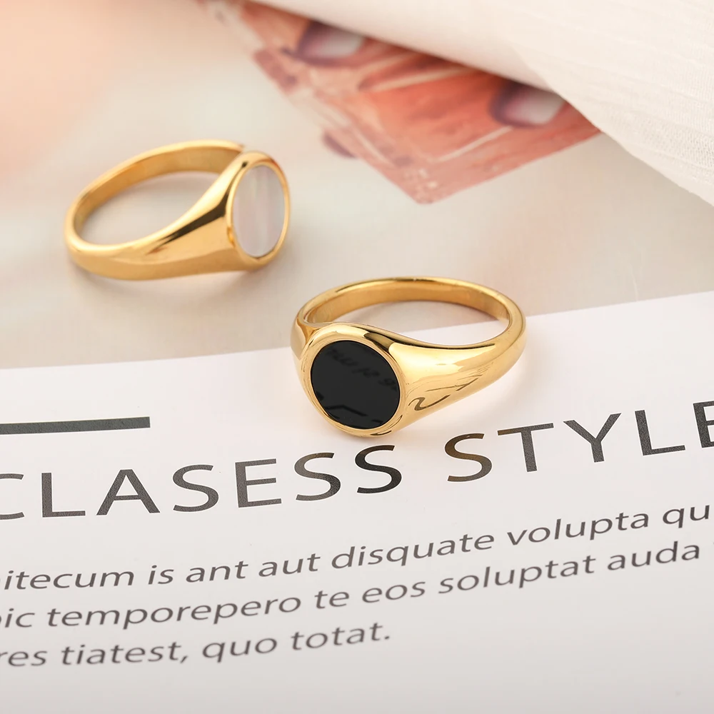 Stainless Steel Jewelry White Seashell Ring