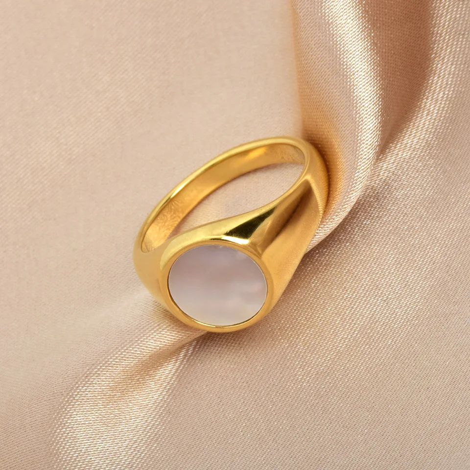 Stainless Steel Jewelry White Seashell Ring