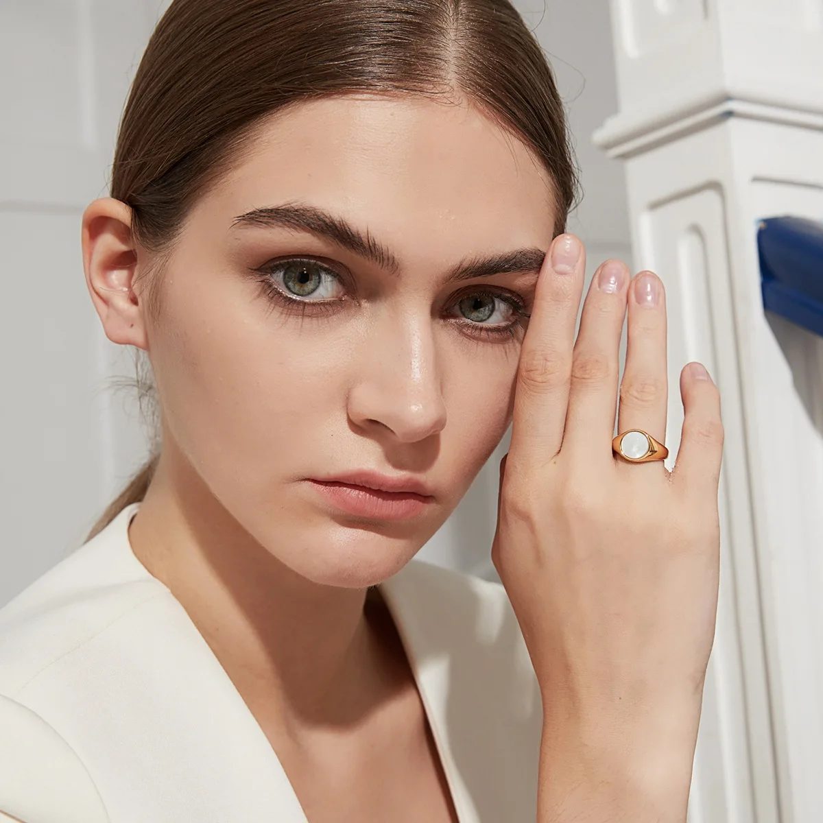 Stainless Steel Jewelry White Seashell Ring