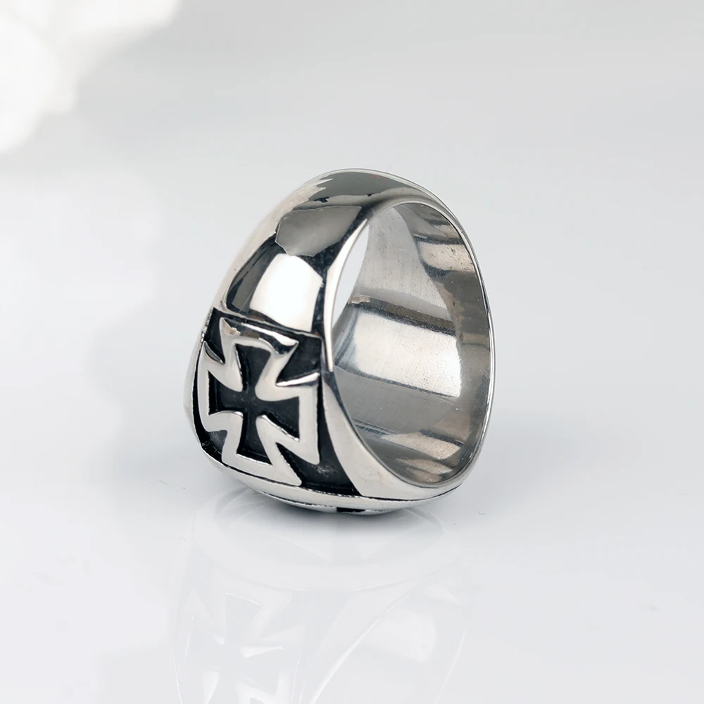 Stainless Steel Iron Cross Ring for Men