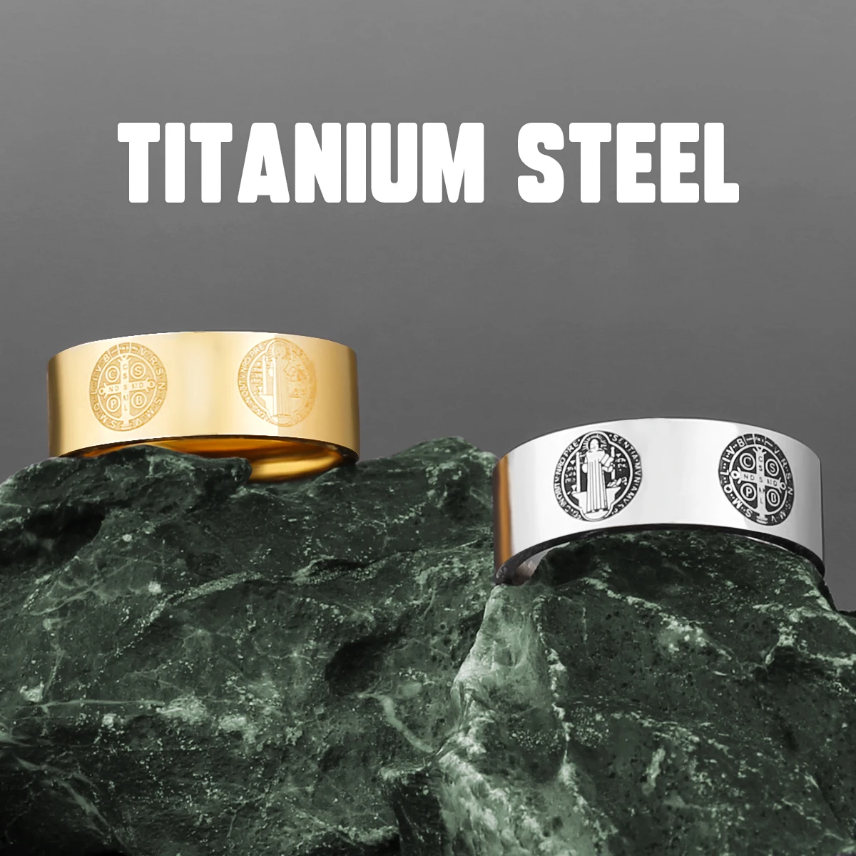 Saint Benedict Cross Stainless Steel Men's Ring