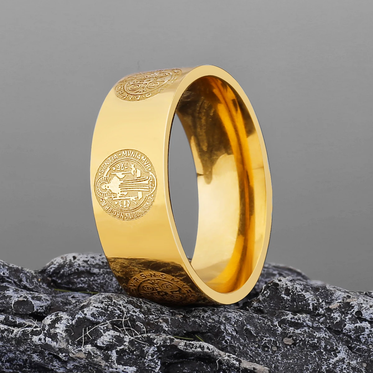 Saint Benedict Cross Stainless Steel Men's Ring