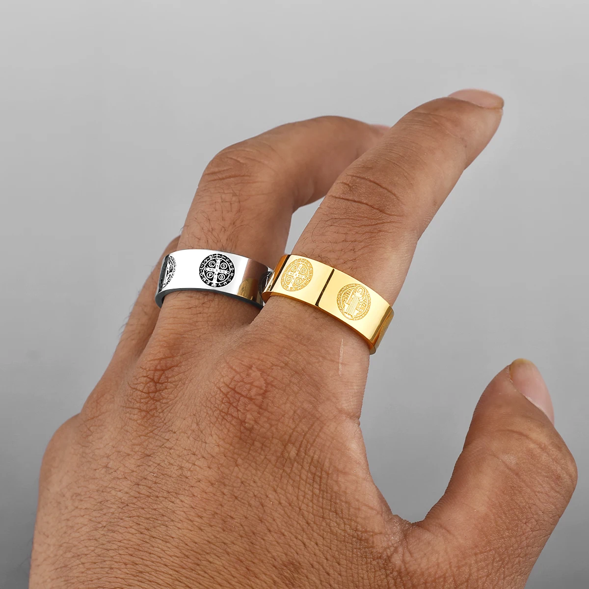 Saint Benedict Cross Stainless Steel Men's Ring