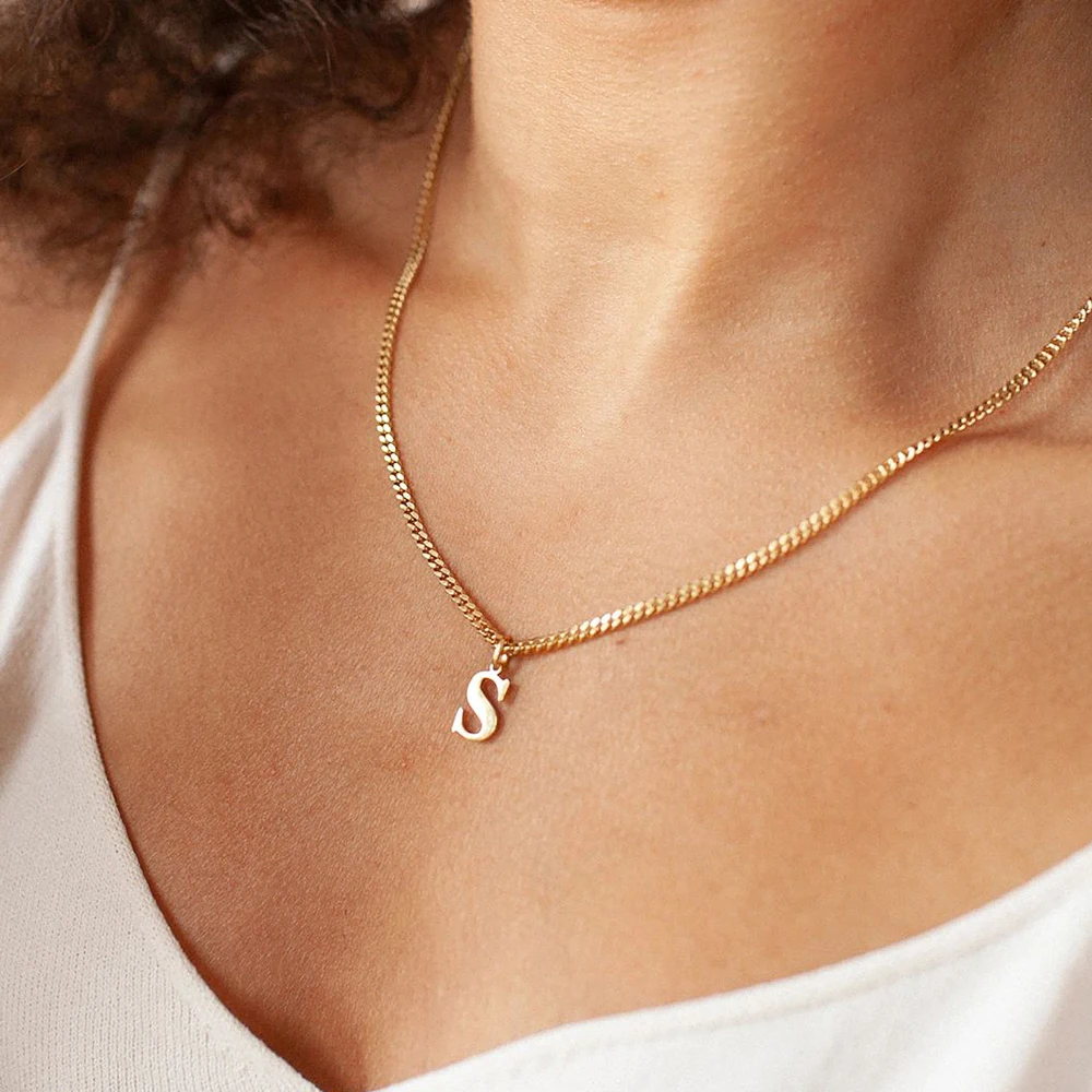 Stainless Steel Initial Pendant Letter Necklace