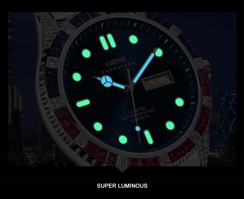 Lobinni Diamond Bezel Watch Automatic