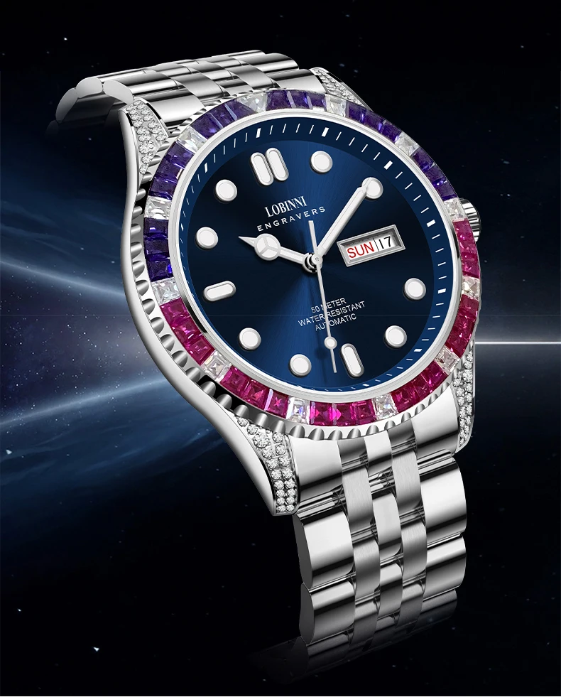 Lobinni Diamond Bezel Watch Automatic