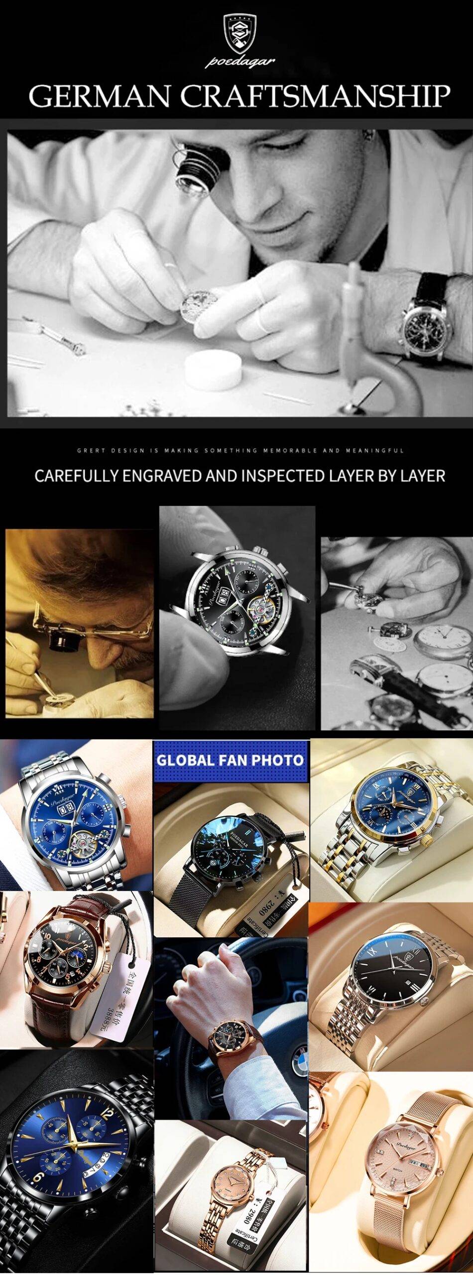 POEDAGAR Luxury Men's Quartz Watch