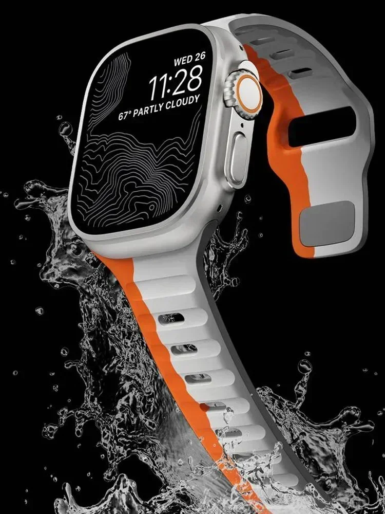 Silicone Apple Watch Bands for Series 9 8 7 6 5 SE Ultra