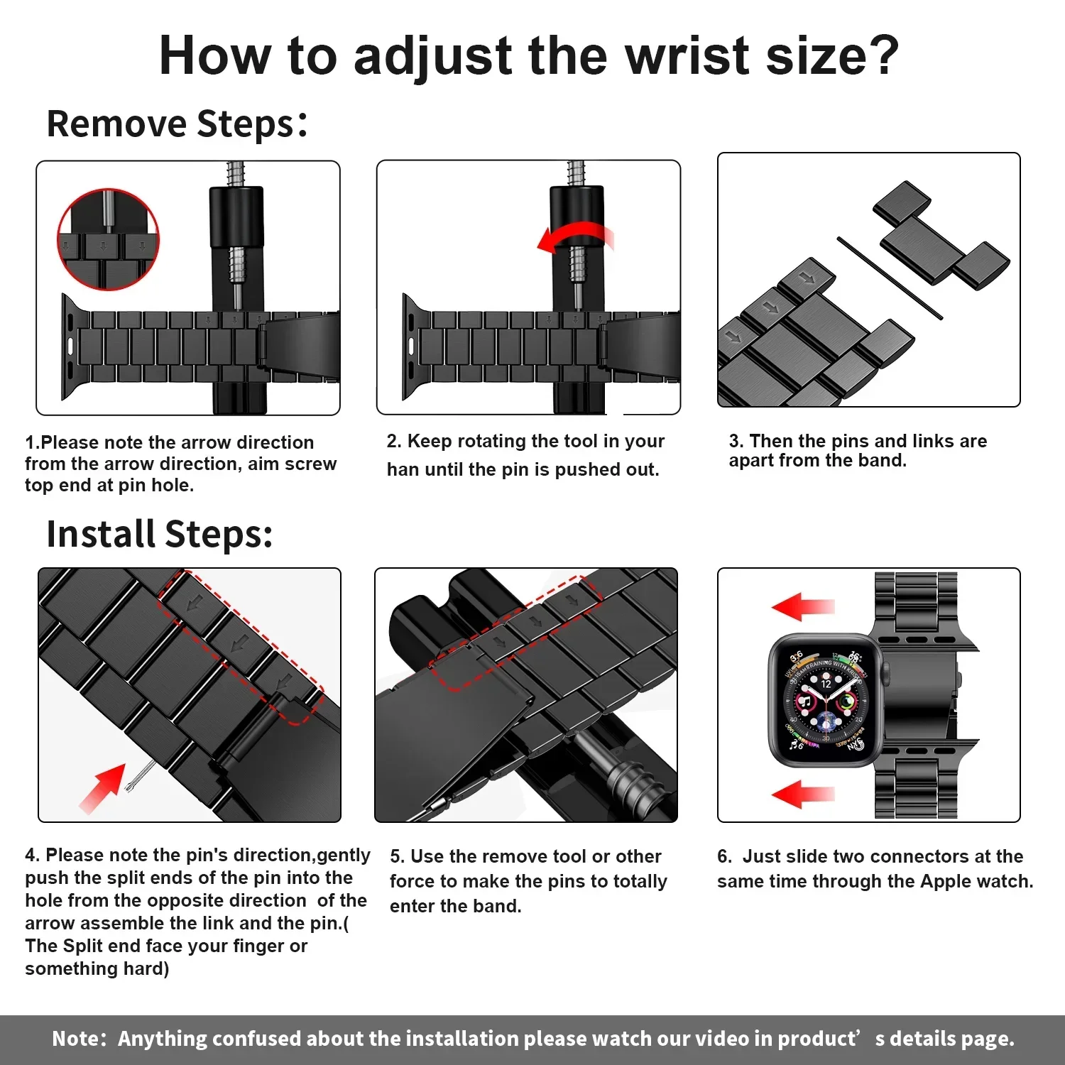 Stainless Steel Strap for Apple Watch Series 8 7 6 SE Ultra