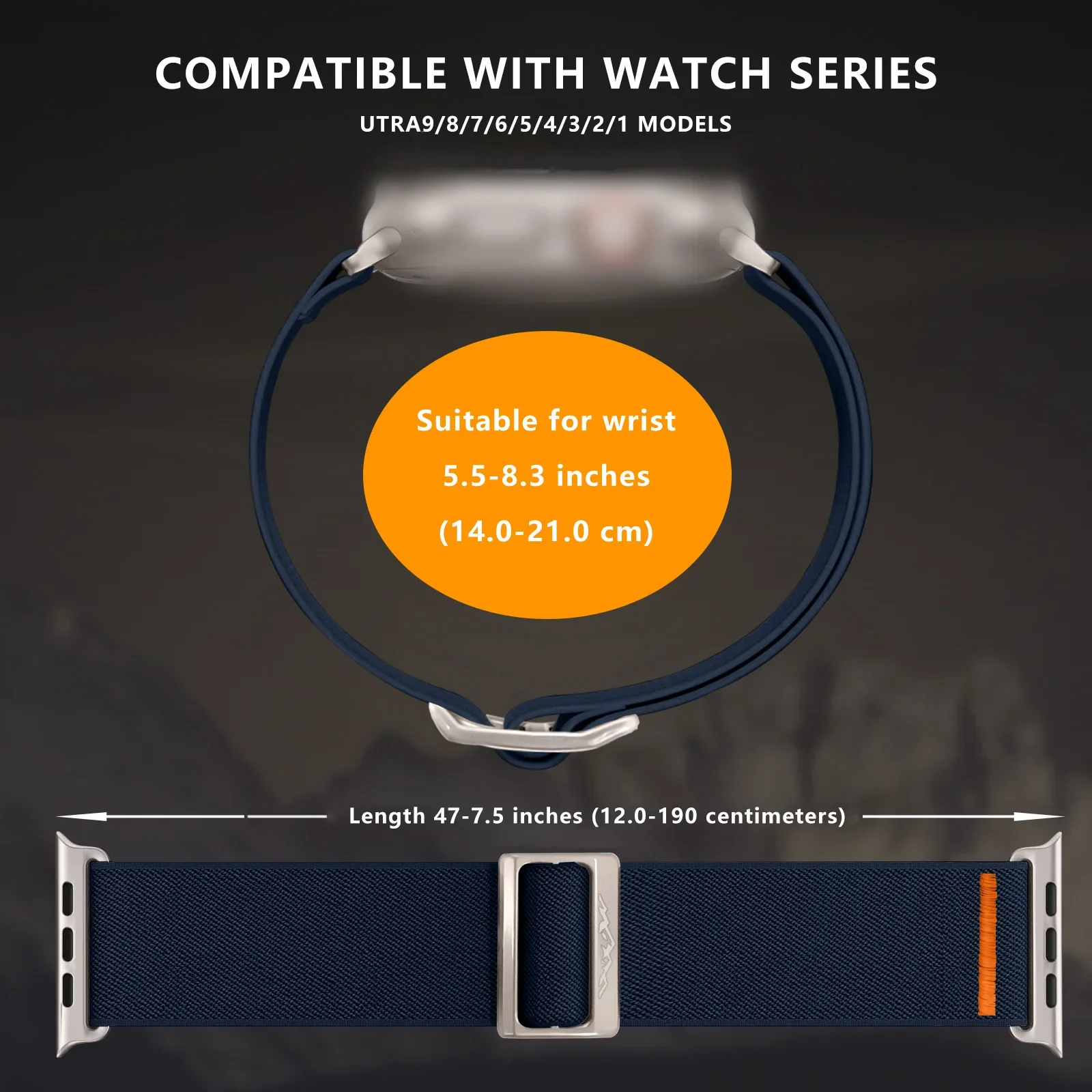 Nylon Strap for Apple Watch Series 9 8 7 SE Ultra