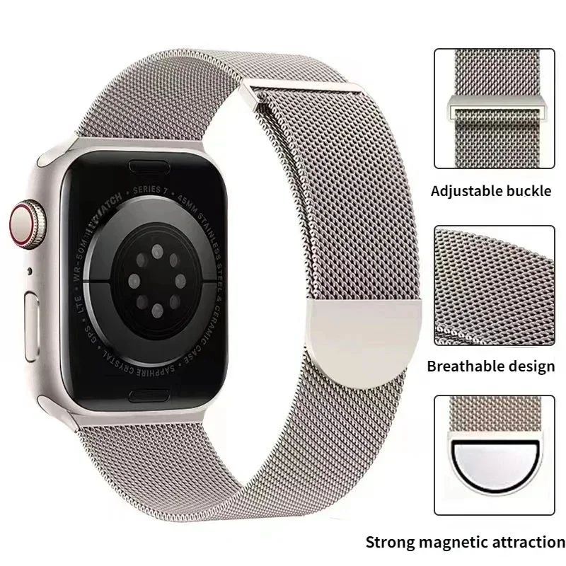 Magnetic Strap For Apple Watch 9 8 7 41mm 45mm Ultra