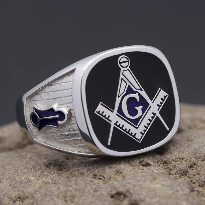 Masonic 925 Sterling Silver Ring Vintage