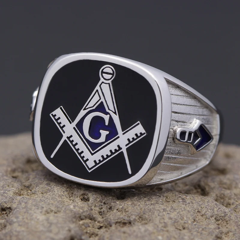Masonic 925 Sterling Silver Ring Vintage