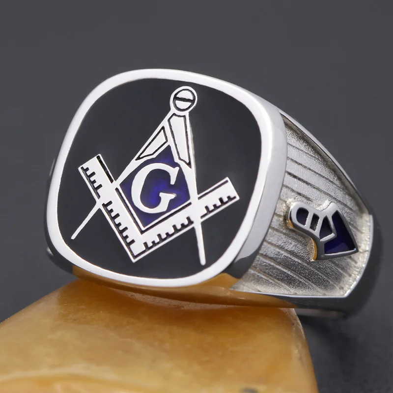 Masonic 925 Sterling Silver Ring Vintage