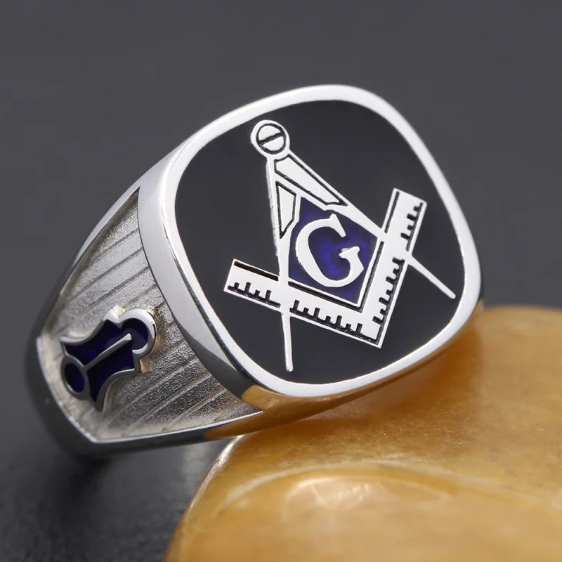 Masonic 925 Sterling Silver Ring Vintage