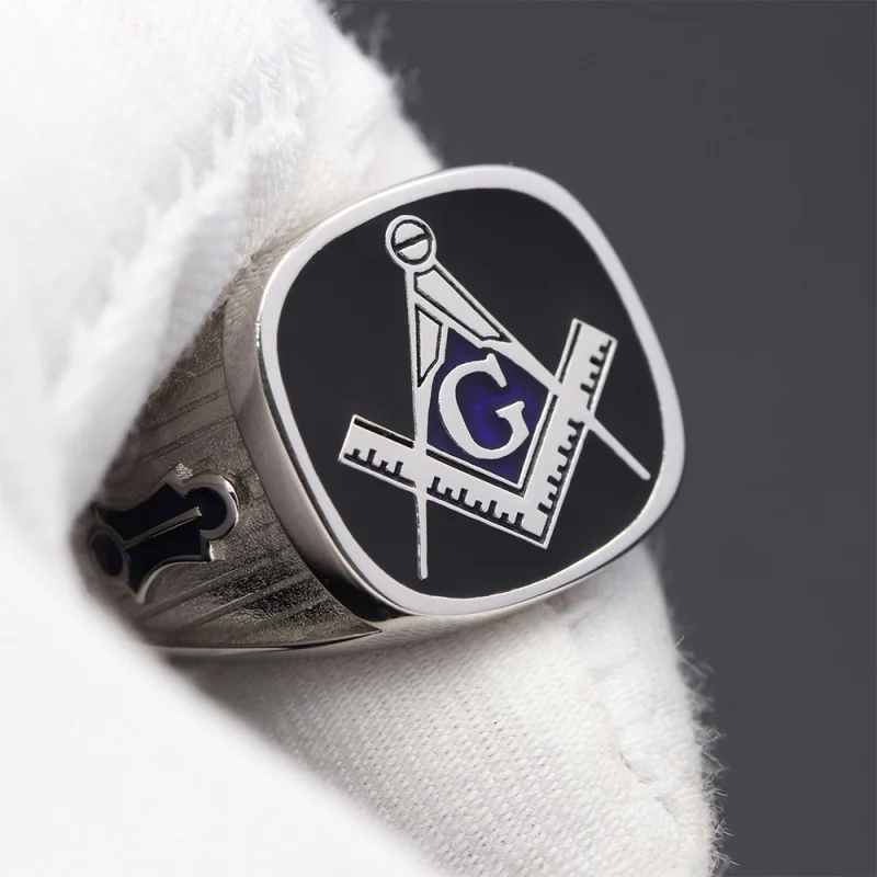 Masonic 925 Sterling Silver Ring Vintage