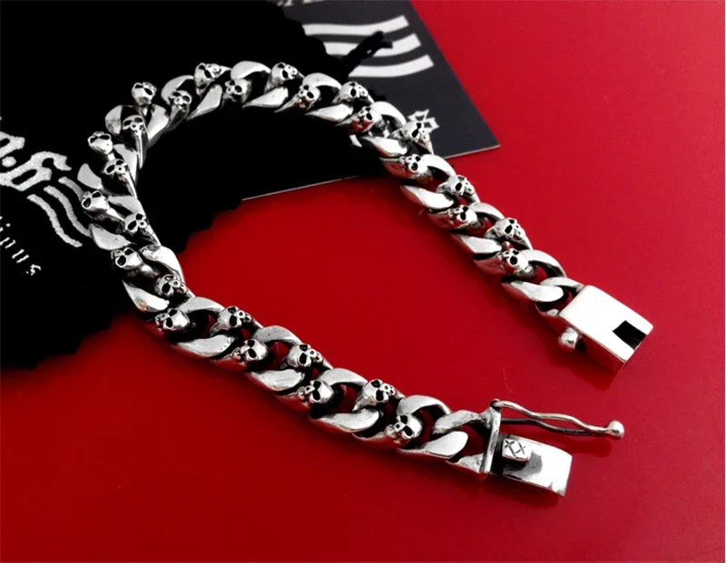 Sterling Silver Skull Bracelet for Men