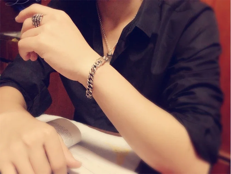 Sterling Silver Skull Bracelet for Men