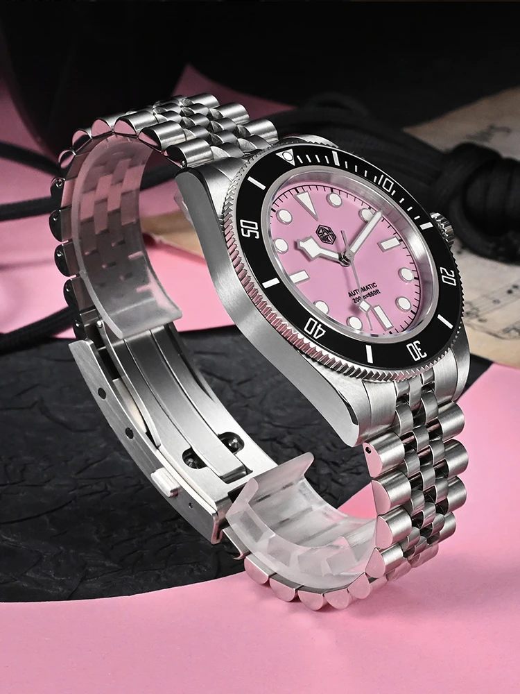San Martin SN0128-G4 Pink BB Diver Watch