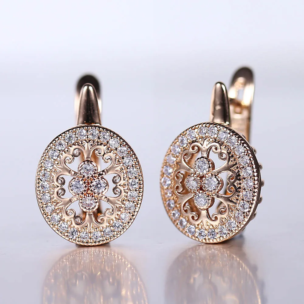 585 Rose Gold Leaf Shaped Drop Earrings