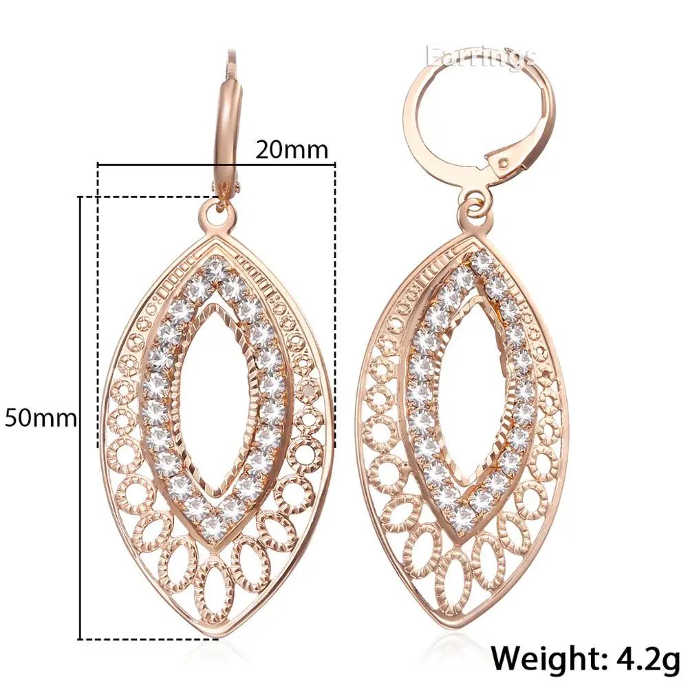585 Rose Gold Leaf Shaped Drop Earrings