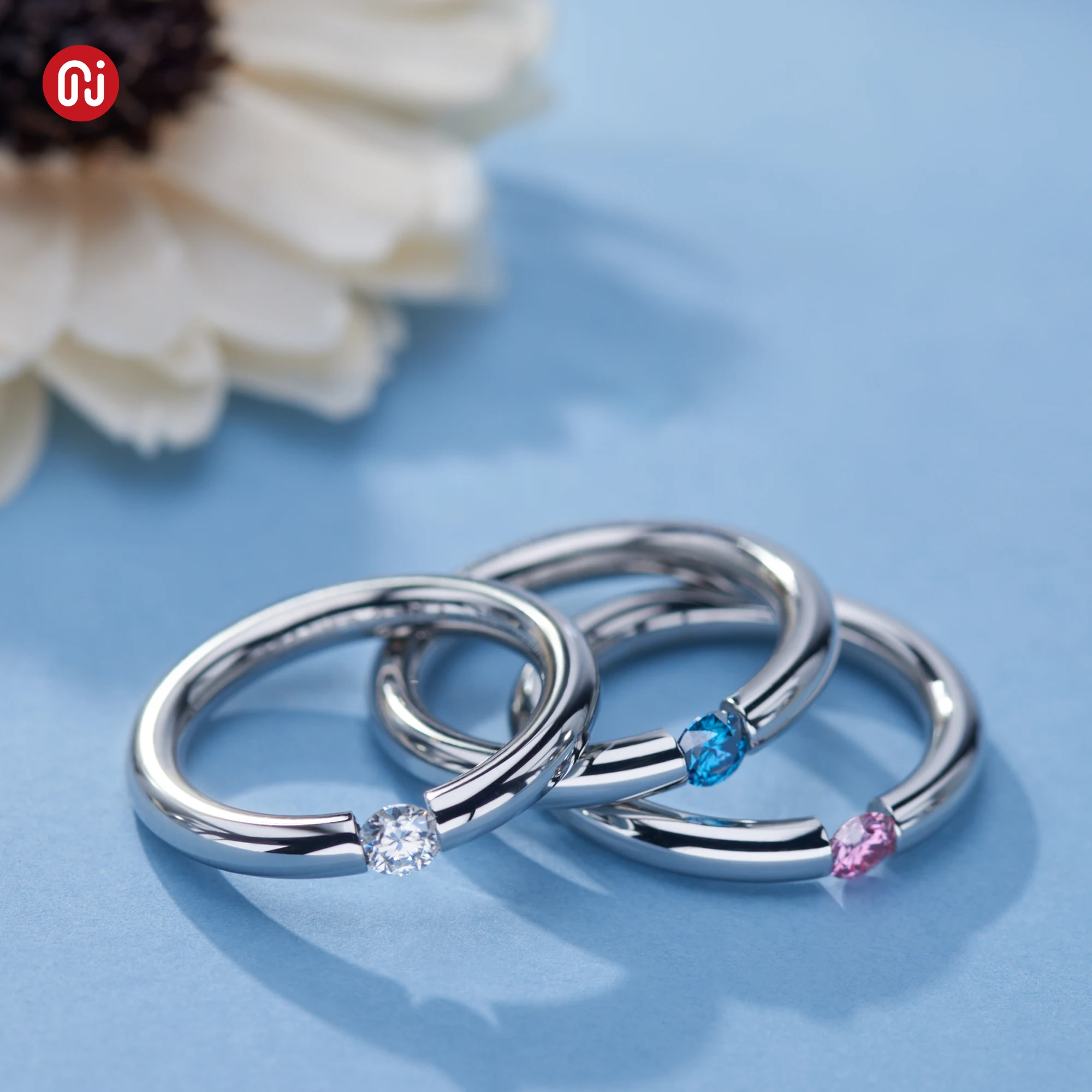 4mm Round Cut Moissanite Titanium Steel Ring