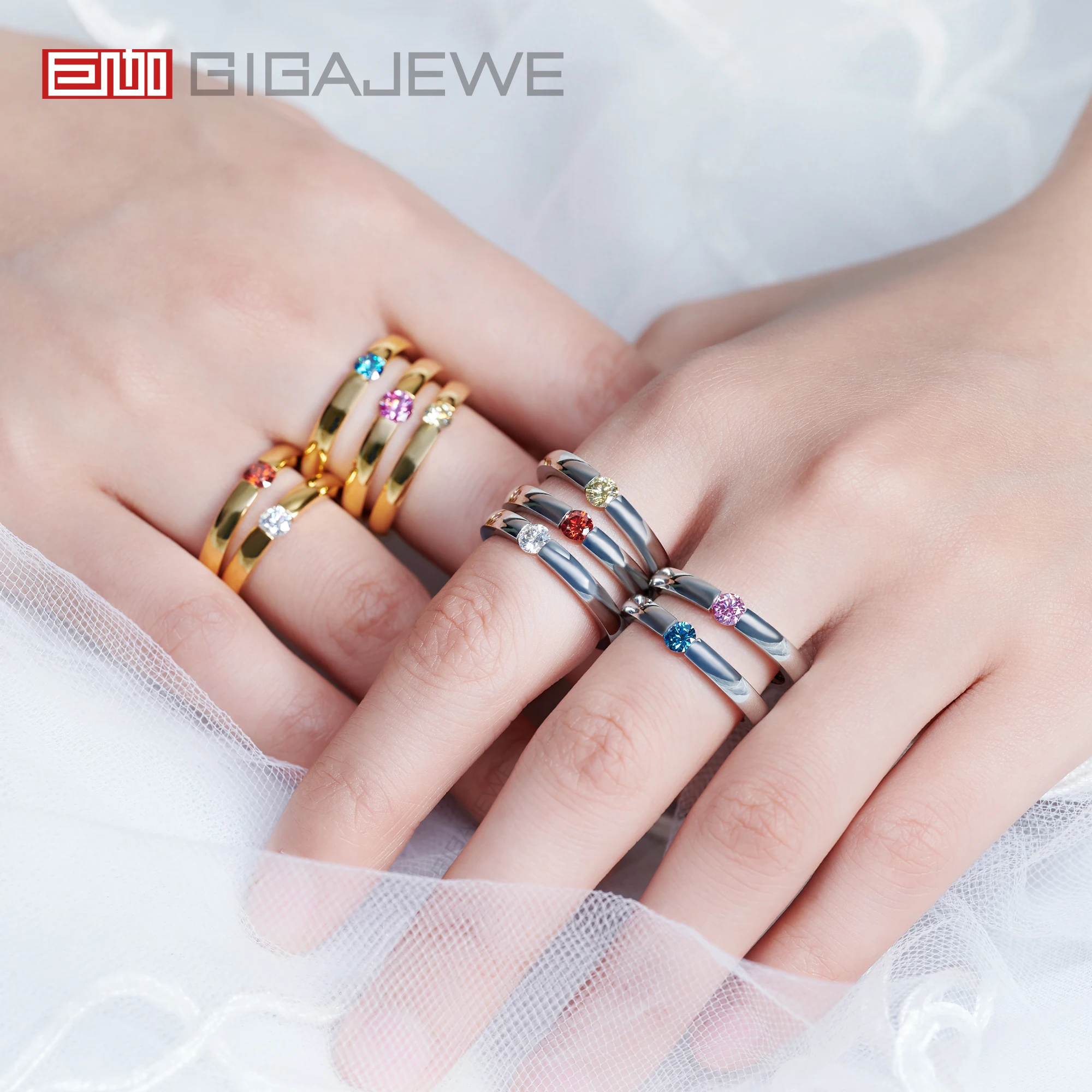 NovaColor Moissanite Mercury Series Rings