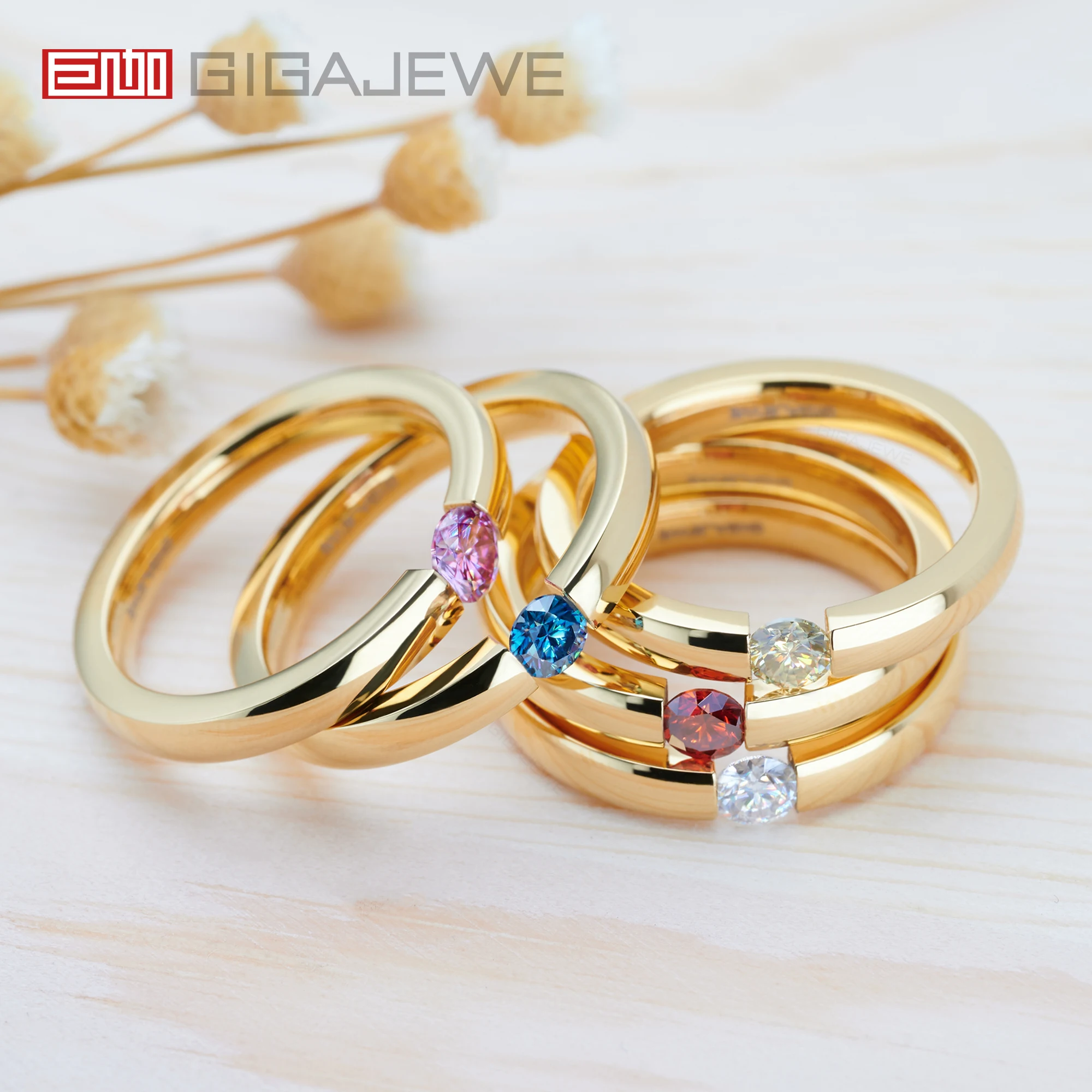 NovaColor Moissanite Mercury Series Rings