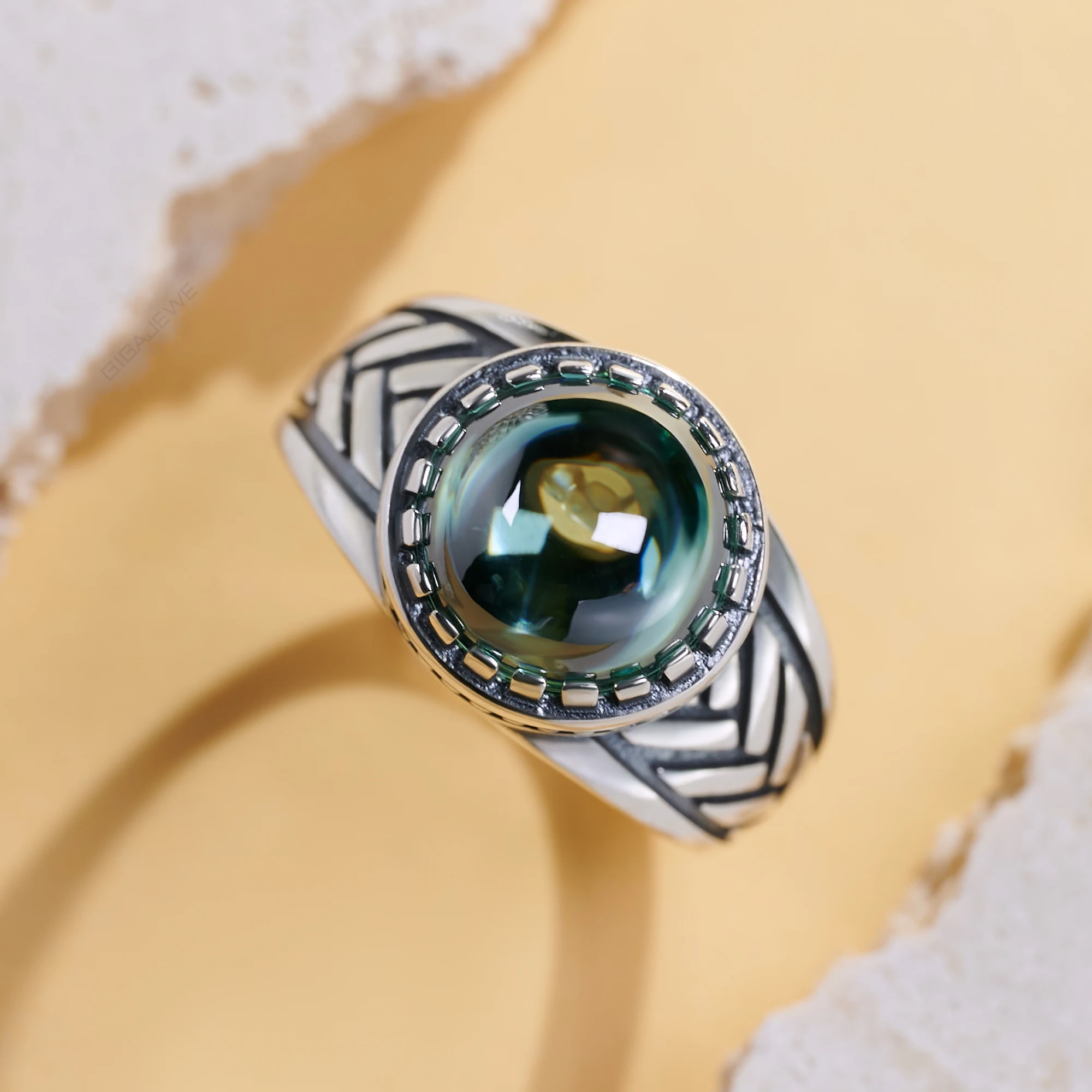 10mm Green Moissanite S925 Dewdrop Ring