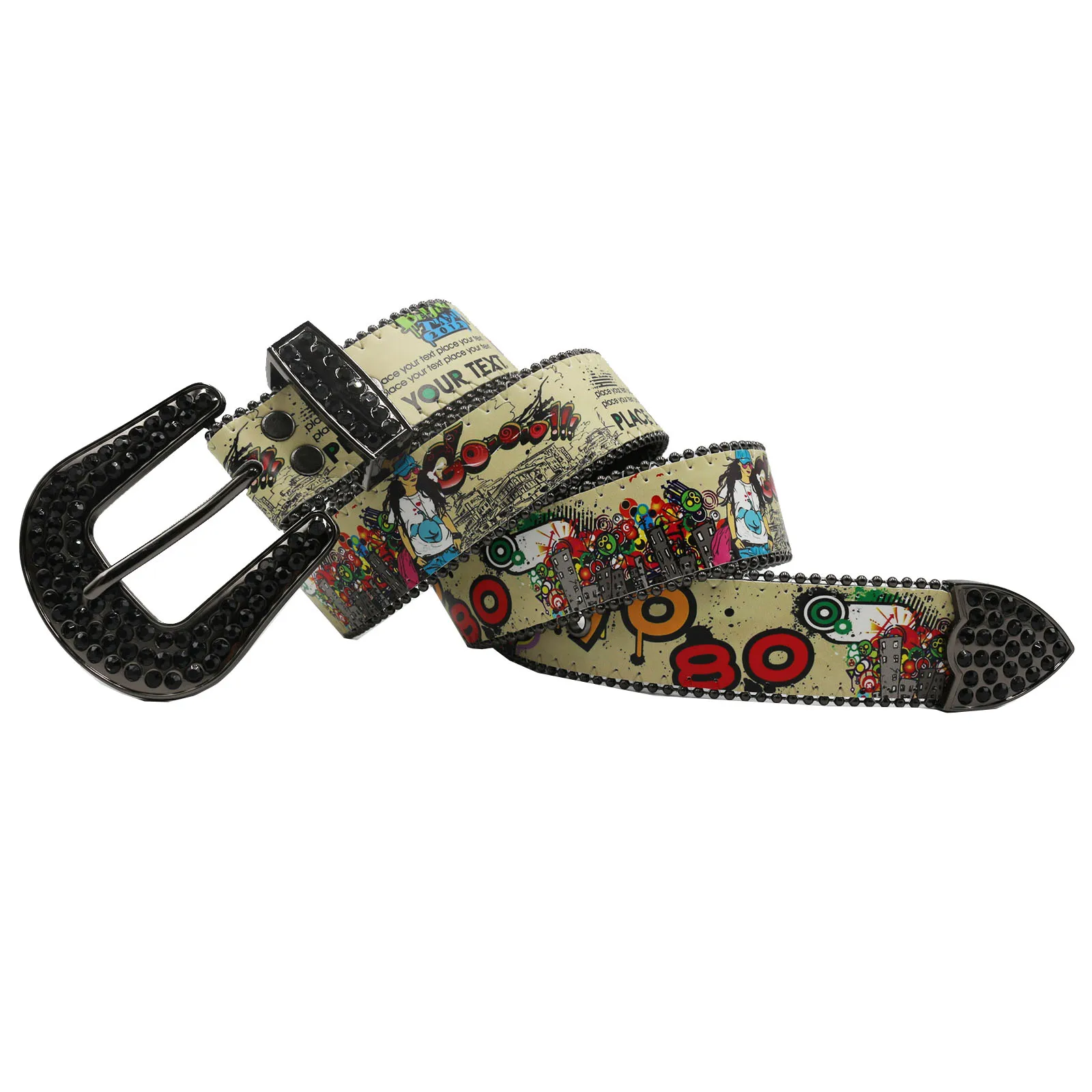 Diamond Rhinestone Wide Colorful Belts