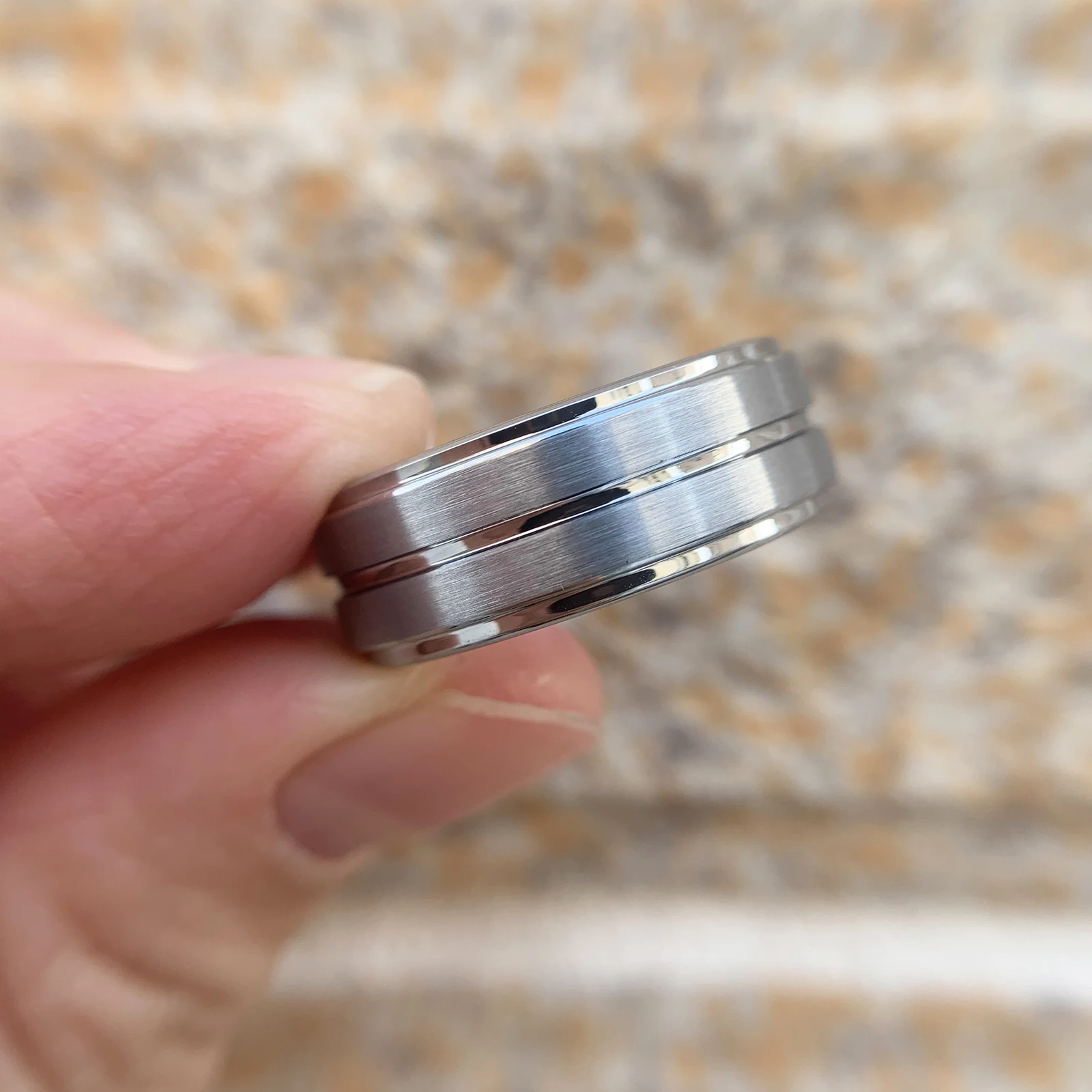 Men's Tungsten Carbide Groove Ring 8mm Polished Band
