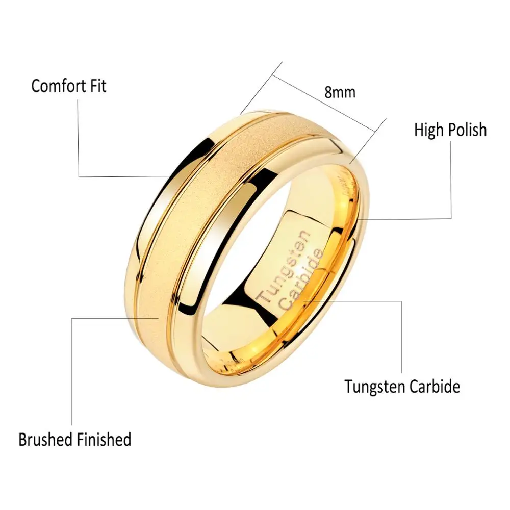 Men's Gold Tungsten Carbide Wedding Band