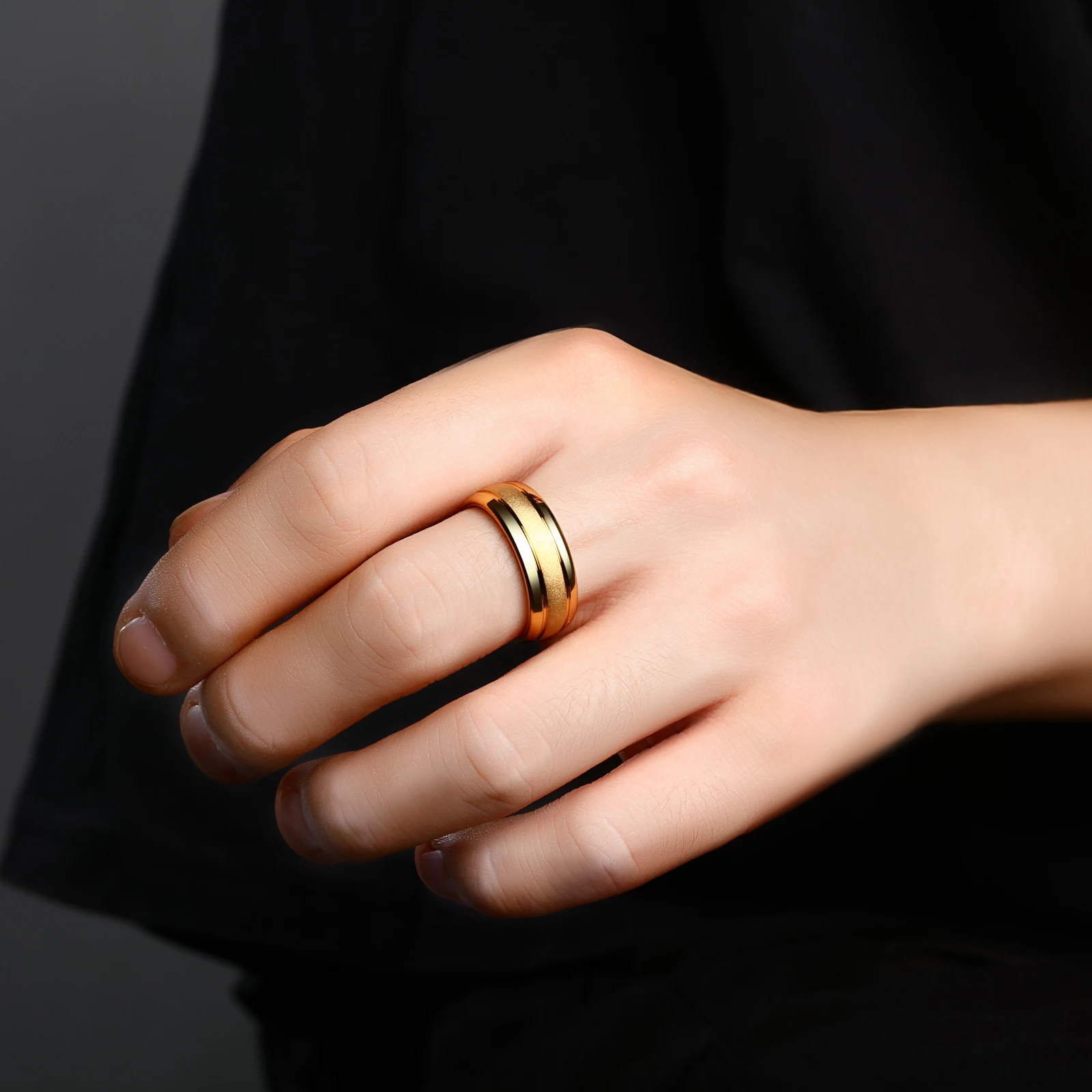 Men's Gold Tungsten Carbide Wedding Band
