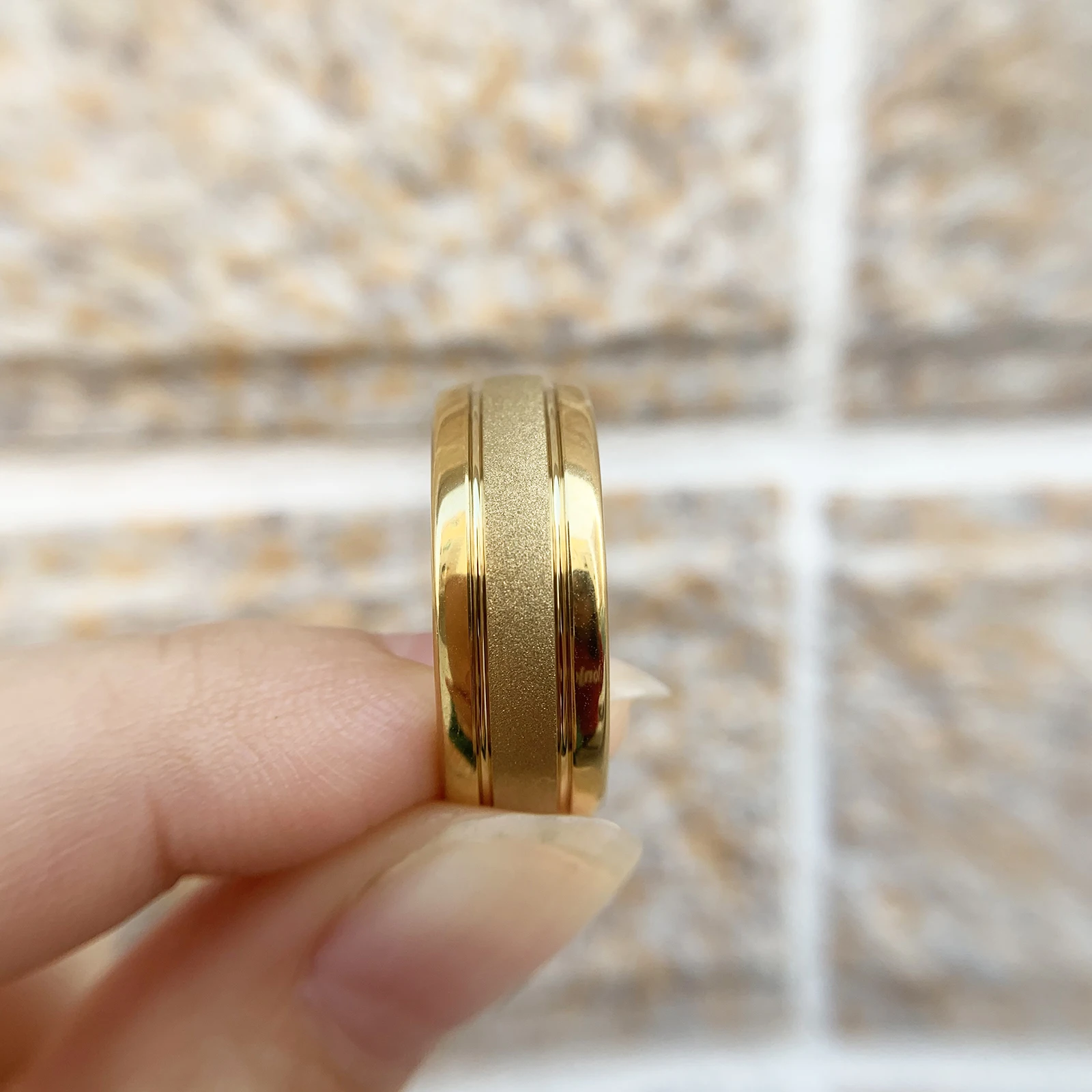 Men's Gold Tungsten Carbide Wedding Band