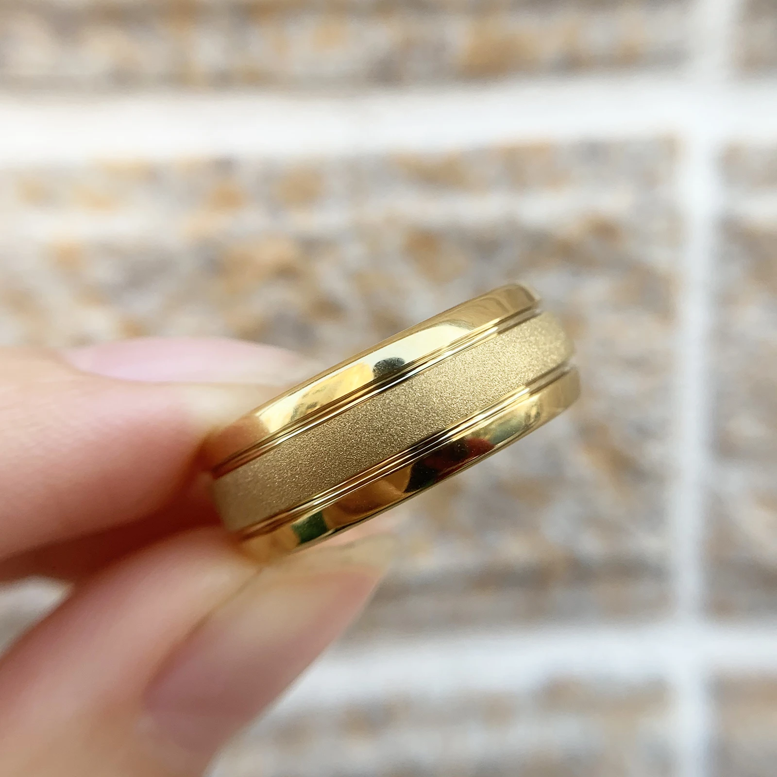 Men's Gold Tungsten Carbide Wedding Band