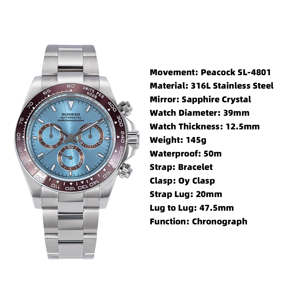 Sugess S418-2 Automatic Chronograph Watch