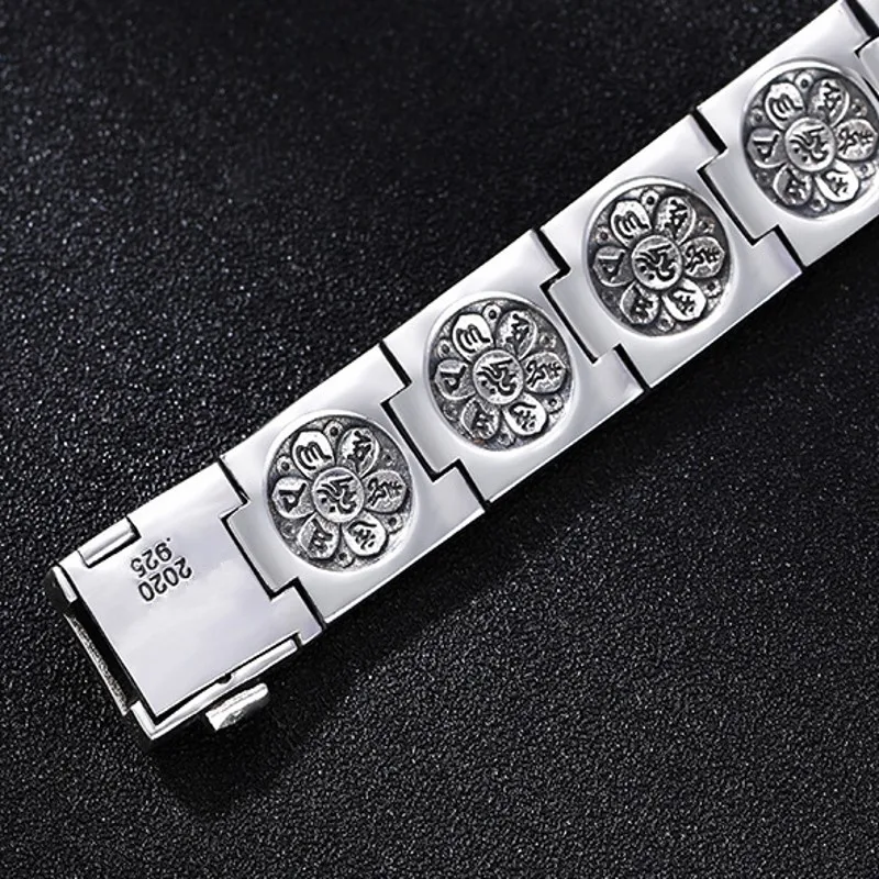 Ethnic Style Sterling Silver Floral Bracelet
