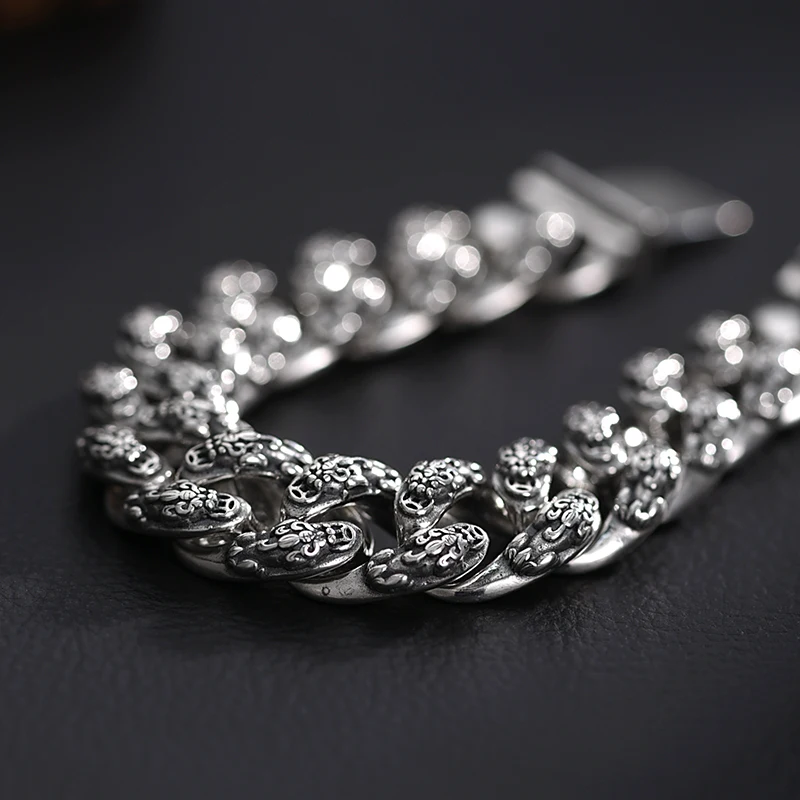 Sterling Silver Dragon Head Bracelet