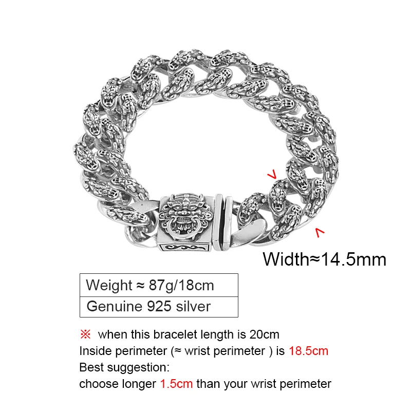 Sterling Silver Dragon Head Bracelet