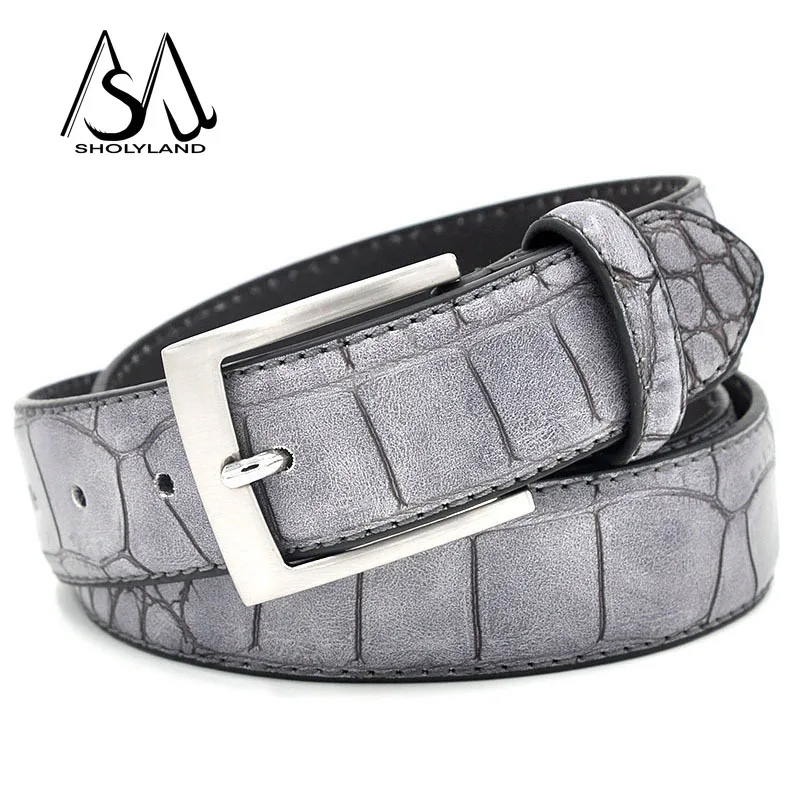 PU Leather Crocodile Pattern Buckle Belt
