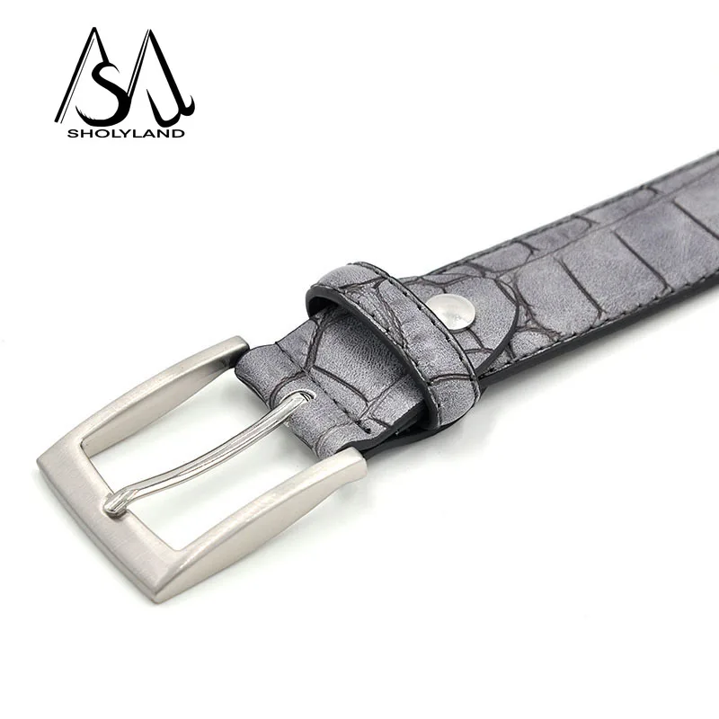 PU Leather Crocodile Pattern Buckle Belt