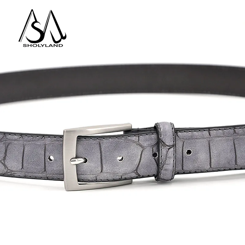 PU Leather Crocodile Pattern Buckle Belt
