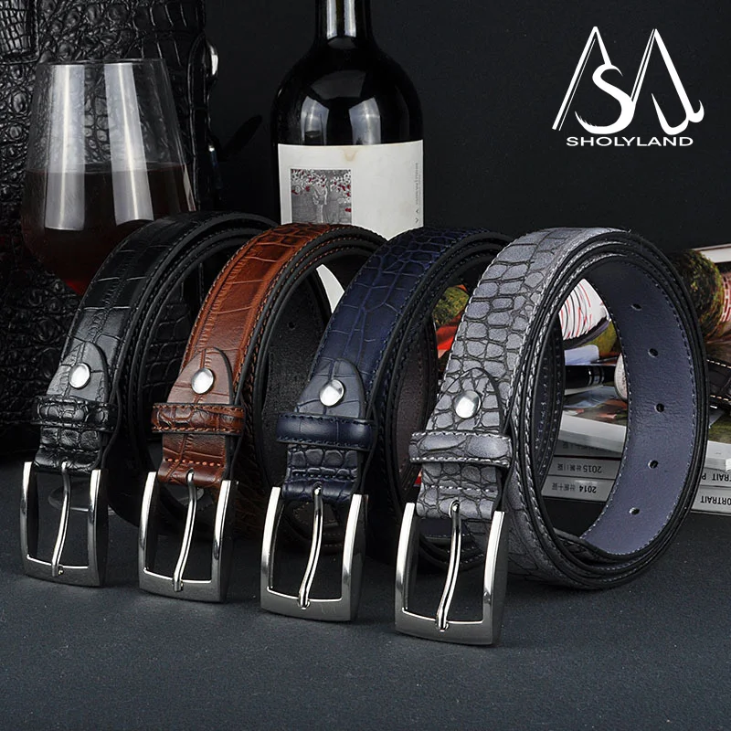 PU Leather Crocodile Pattern Buckle Belt