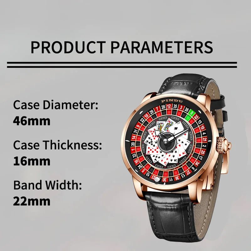 PINDU Las Vegas Roulette Table Theme Watch